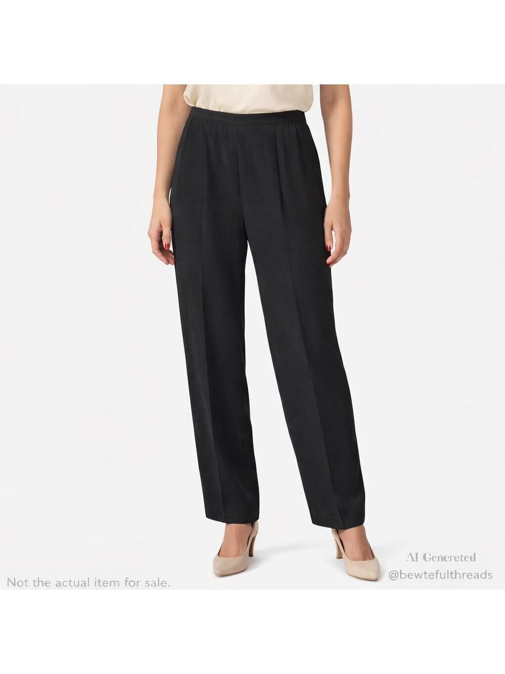 ROBBIE BEE SZ 10 black lined 100% silk pants side zip high rise vintage